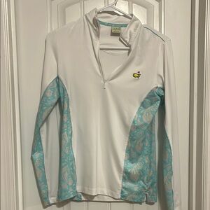 Masters White and Blue Paisley Quarter Zip Pullover